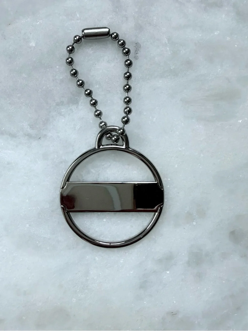 COACH Silvertone Metal Medallion Logo Keyring